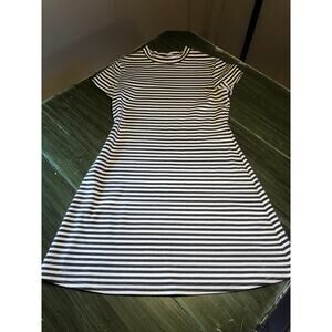 Free People Beach NWOT Striped Knit Mock Neck Gray White Dress - Size S